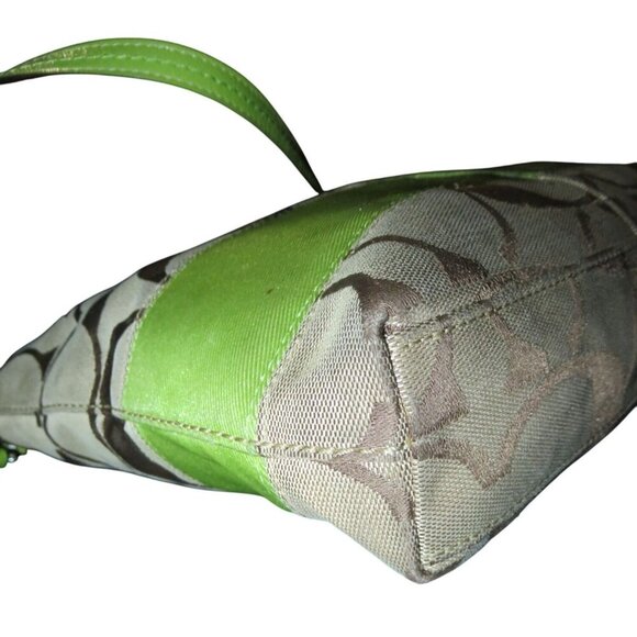 Coach 2009 Soho Signature C Jacquard Hobo Shoulder Bag Khaki Green Stripe 13674 - Picture 12 of 15